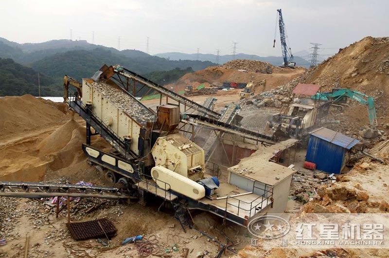 移動打石子機作業現場 移動打石子機作業現場